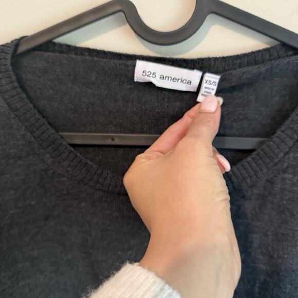 525 America Sweater Size Small Gray Solid Scoop Batwing Long Sleeve Wool 1912 - Picture 4 of 8